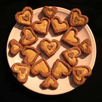 Chocolate Heart Cookies with Peanut Butter Frosting