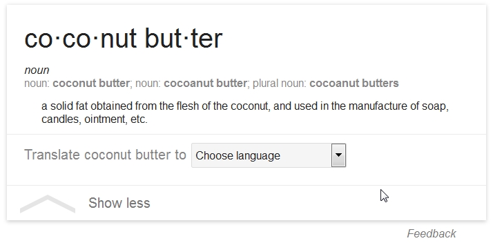 Google's definition for coconut butter